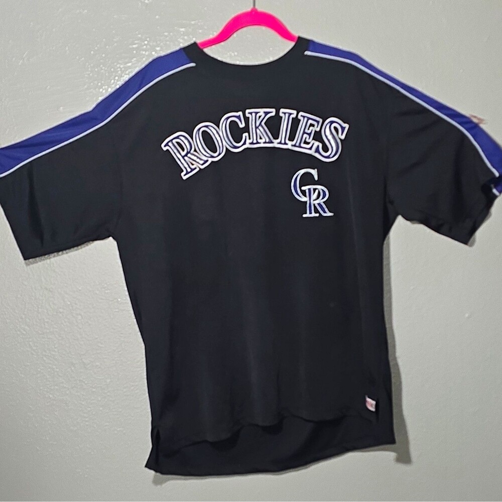Stitches Colorado Rockies MLB Baseball Shirt Black Purple White Men's XL
